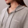 Huvtröja i bomullsjersey med hel dragkedja och logotyp Huvtröja i bomullsjersey med hel dragkedja och logotyp