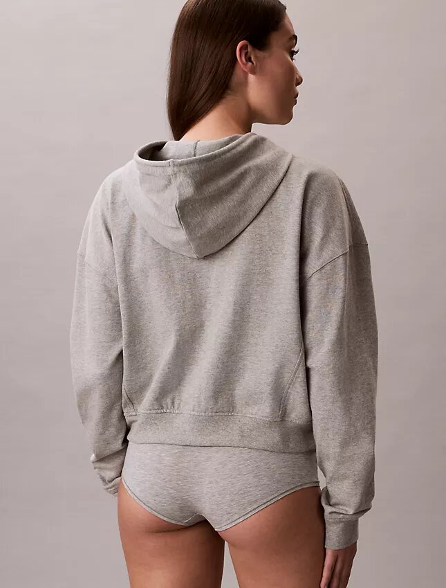Huvtröja i bomullsjersey med hel dragkedja och logotyp Huvtröja i bomullsjersey med hel dragkedja och logotyp