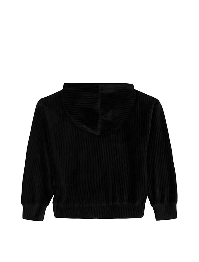 Huvtröja i velour med ribbade muddar för flickor Huvtröja i velour med ribbade muddar för flickor