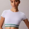 Icon T-shirt-Bralette i bomullsModal med ränder och lätt foder