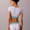 Icon T-shirt-Bralette i bomullsModal med ränder och lätt foder