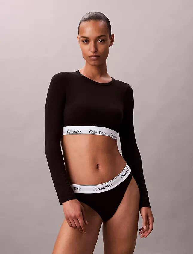 Ikonisk bomulls- och Modal-Bralette med långa ärmar och lätt foder Ikonisk bomulls- och Modal-Bralette med långa ärmar och lätt foder