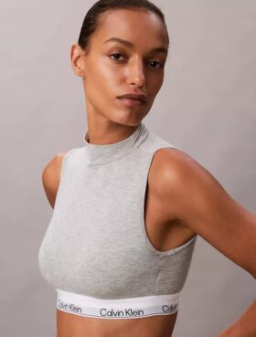 Ikonisk bomulls- och Modal-Bralette med lätt foder och hög hals Ikonisk bomulls- och Modal-Bralette med lätt foder och hög hals
