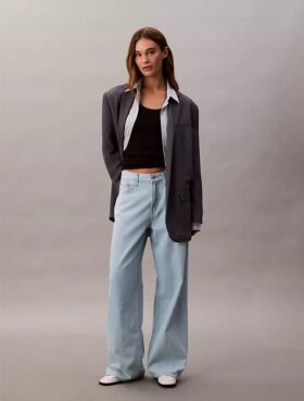 Jeans i linneblandning med vida ben Jeans i linneblandning med vida ben