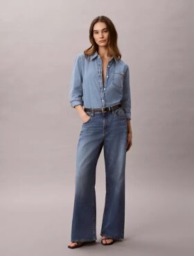 Jeans i linneblandning med vida ben Jeans i linneblandning med vida ben