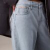Jeans i linneblandning med vida ben