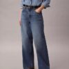 Jeans i linneblandning med vida ben Jeans i linneblandning med vida ben