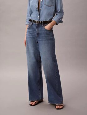 Jeans i linneblandning med vida ben Jeans i linneblandning med vida ben