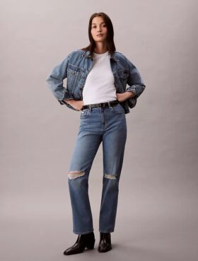 Jeans med hög midja och raka ben