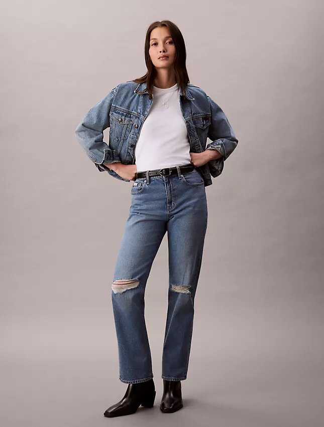 Jeans med hög midja och raka ben Jeans med hög midja och raka ben