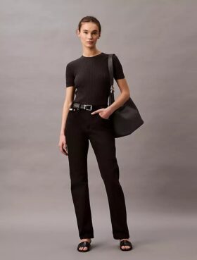 Jeans med hög midja och raka ben