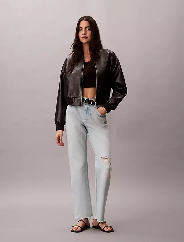 Jeans med hög midja och raka ben Jeans med hög midja och raka ben