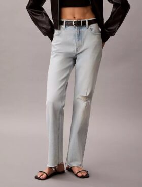Jeans med hög midja och raka ben Jeans med hög midja och raka ben