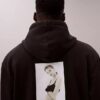 Kate Moss fleece-hoodie med tryck