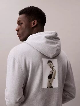 Kate Moss fleece-hoodie med tryck