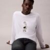 Kate Moss grafisk, avslappnad långärmad T-shirt