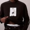 Kate Moss grafisk, avslappnad långärmad T-shirt