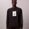 Kate Moss grafisk, avslappnad långärmad T-shirt