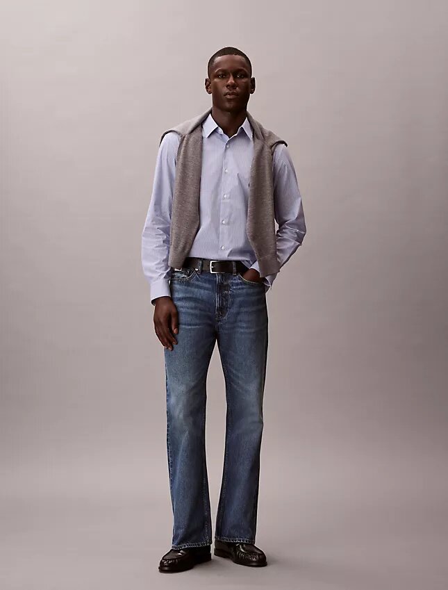 Klassisk button-down-skjorta i Cotton Stretch med ränder Klassisk button-down-skjorta i Cotton Stretch med ränder