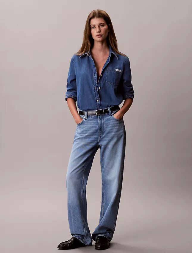 Klassisk Denim-skjorta med knappar Klassisk Denim-skjorta med knappar