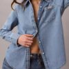 Klassisk Denim-skjorta med knappar Klassisk Denim-skjorta med knappar