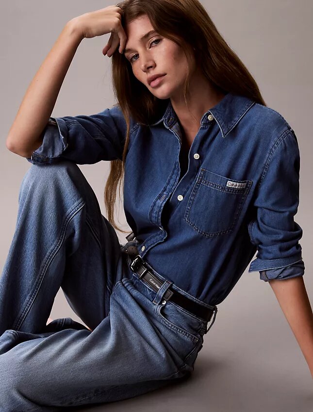 Klassisk Denim-skjorta med knappar Klassisk Denim-skjorta med knappar