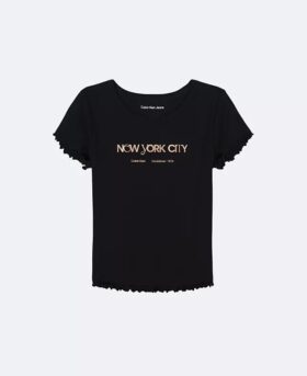 Klassisk T-shirt för flickor med New York City-logotyp