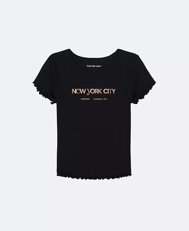 Klassisk T-shirt för flickor med New York City-logotyp Klassisk T-shirt för flickor med New York City-logotyp