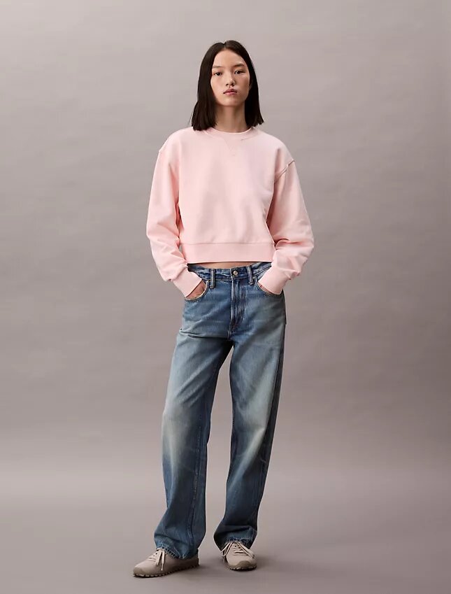 Kort, avslappnad sweatshirt i fransk frotté Kort, avslappnad sweatshirt i fransk frotté