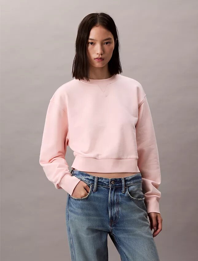Kort, avslappnad sweatshirt i fransk frotté Kort, avslappnad sweatshirt i fransk frotté