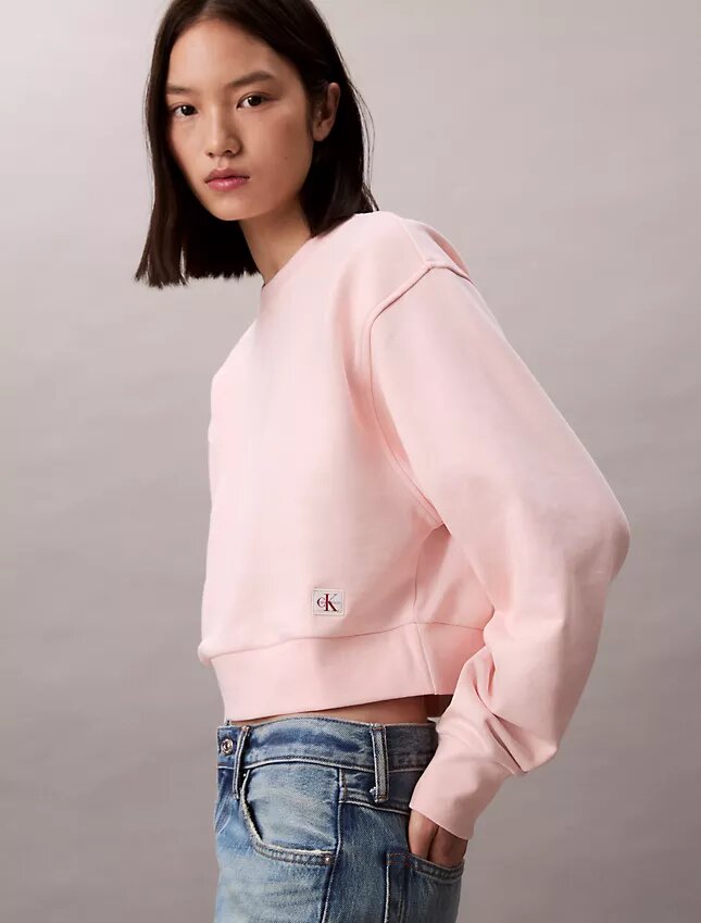 Kort, avslappnad sweatshirt i fransk frotté Kort, avslappnad sweatshirt i fransk frotté