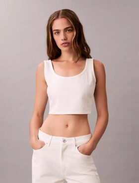 Kort linne i denim med Monogram över hela plagget