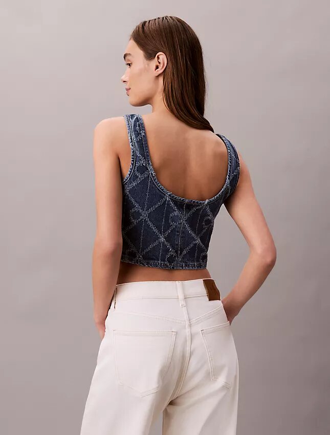 Kort linne i denim med Monogram över hela plagget Kort linne i denim med Monogram över hela plagget