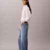 Korta jeans med vida ben