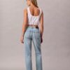 Korta raka jeans i lyocellblandning med hög midja Korta raka jeans i lyocellblandning med hög midja
