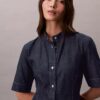 Kortärmad klänning i denim