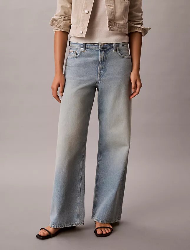 Lågmidjade baggy-Jeans med logotyp Lågmidjade baggy-Jeans med logotyp