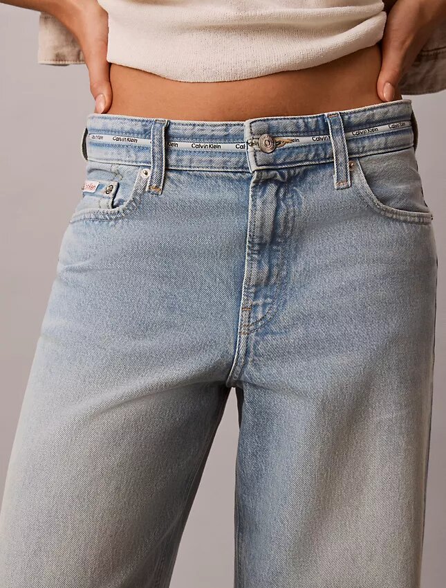 Lågmidjade baggy-Jeans med logotyp Lågmidjade baggy-Jeans med logotyp