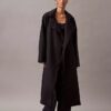 Lång trenchcoat i ulltwillblandning