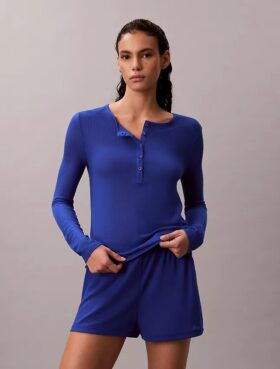 Lätt Henley-T-shirt i våffelstickning