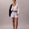 Midi-Denim-shorts med hög midja