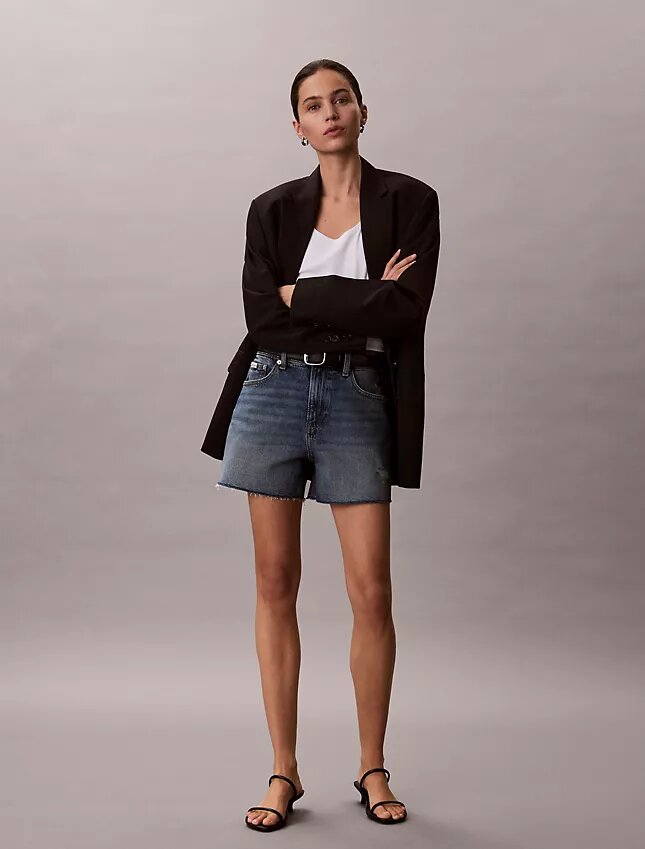 Midi-Denim-shorts med hög midja Midi-Denim-shorts med hög midja