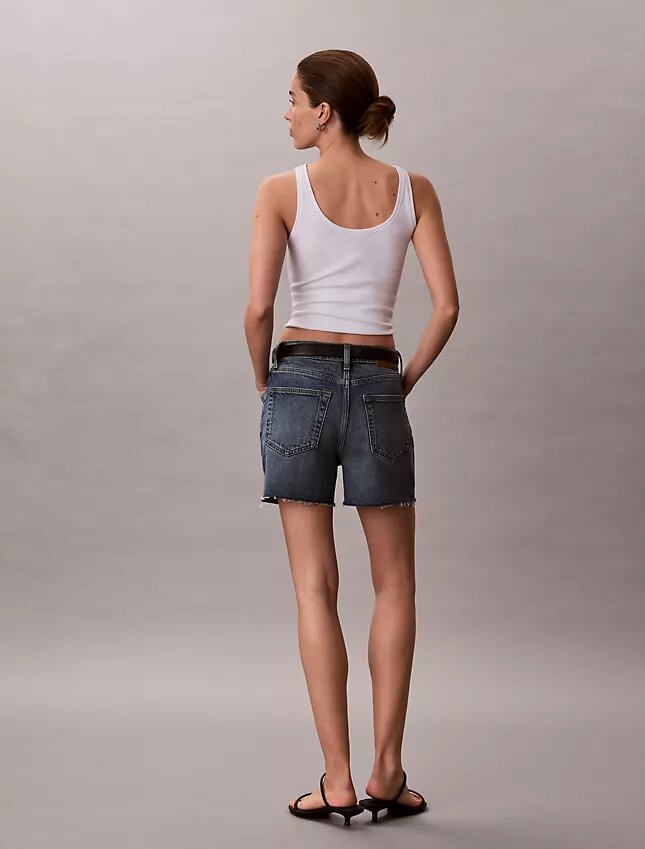 Midi-Denim-shorts med hög midja Midi-Denim-shorts med hög midja