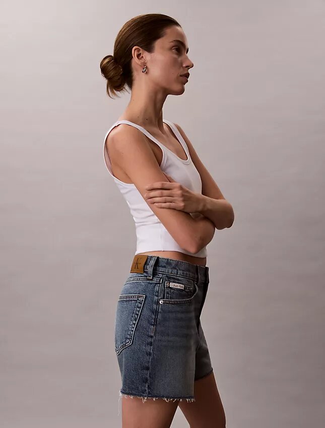Midi-Denim-shorts med hög midja Midi-Denim-shorts med hög midja