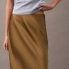 Midi-kjol i stretch-satin Midi-kjol i stretch-satin