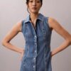 Miniklänning med denim sömmar Miniklänning med denim sömmar