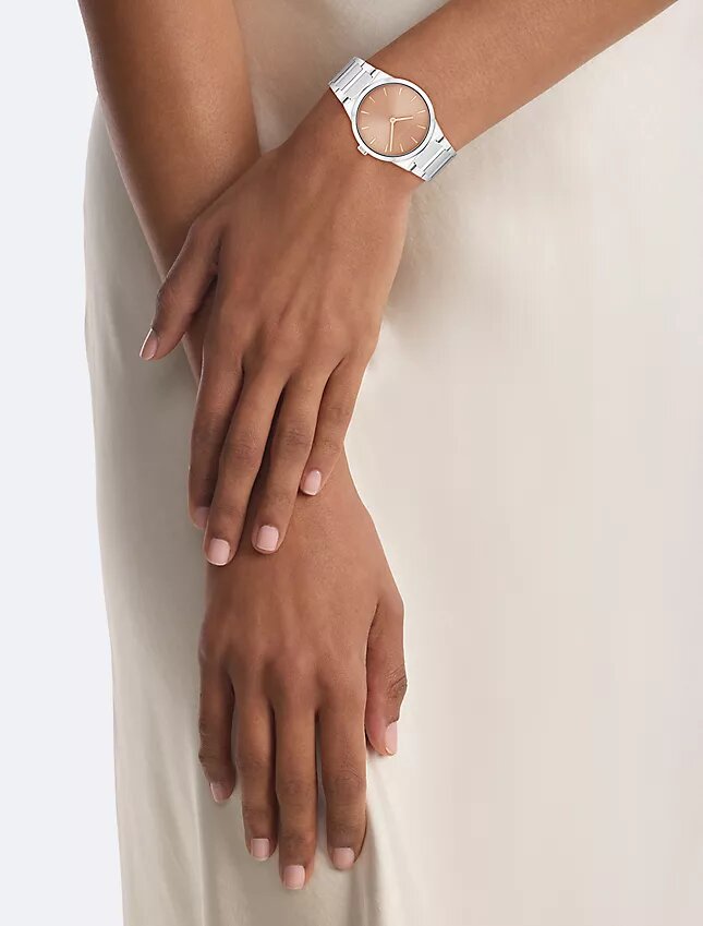 Minimalistisk klocka med integrerat länkararmband, 32 mm Minimalistisk klocka med integrerat länkararmband, 32 mm