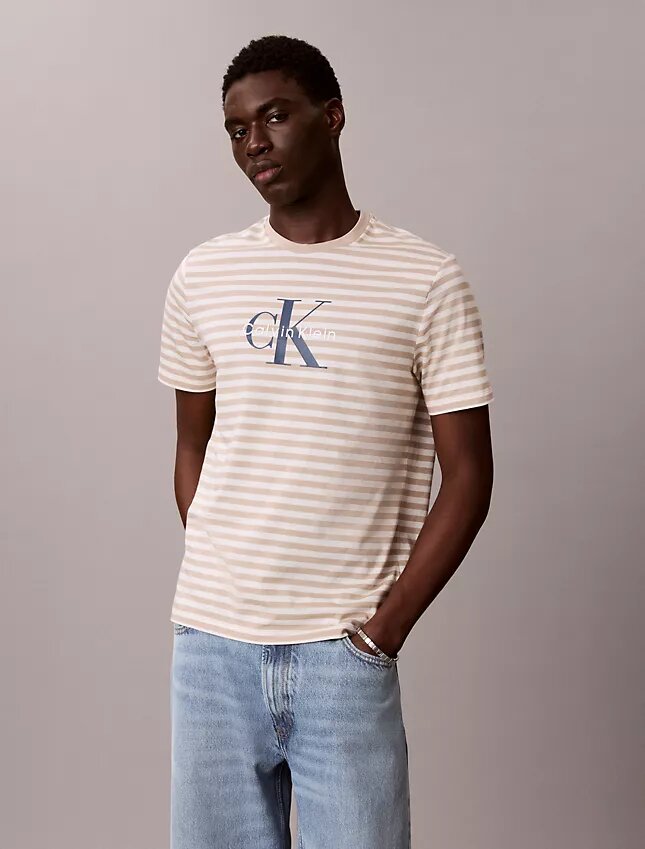 Monologo Classic T-shirt med grafiskt randmönster Monologo Classic T-shirt med grafiskt randmönster