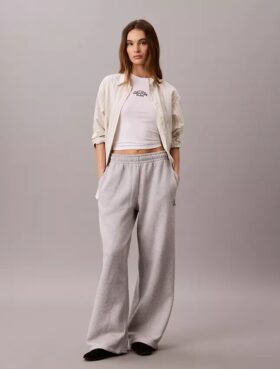Monologo fleece-joggingbyxor med vida ben