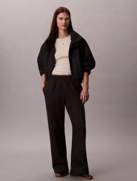 Monologo fleece-joggingbyxor med vida ben
